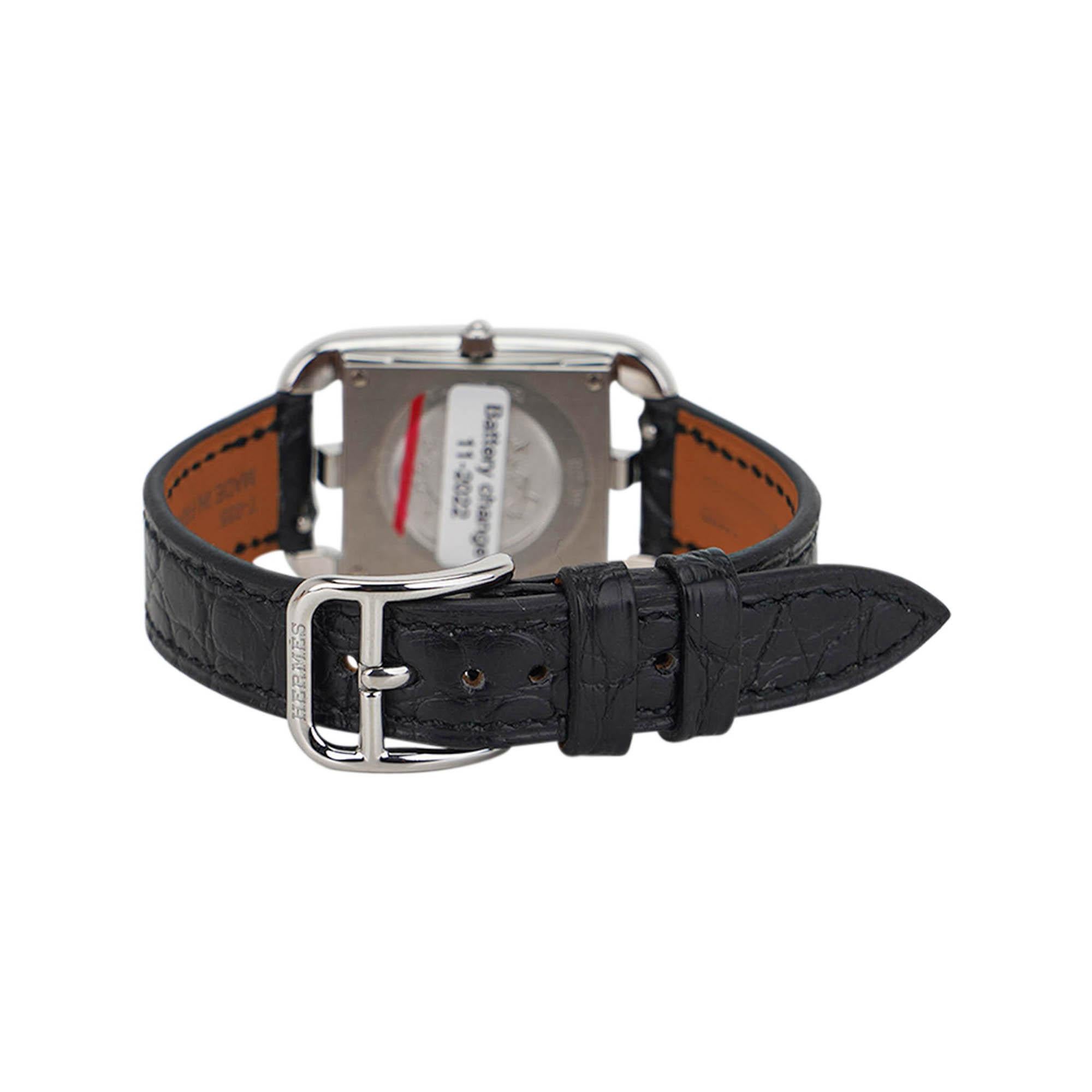 Brilliant Cut Hermes Cape Cod Hammered Stainless Steel Limited Edtion  Watch For Sale