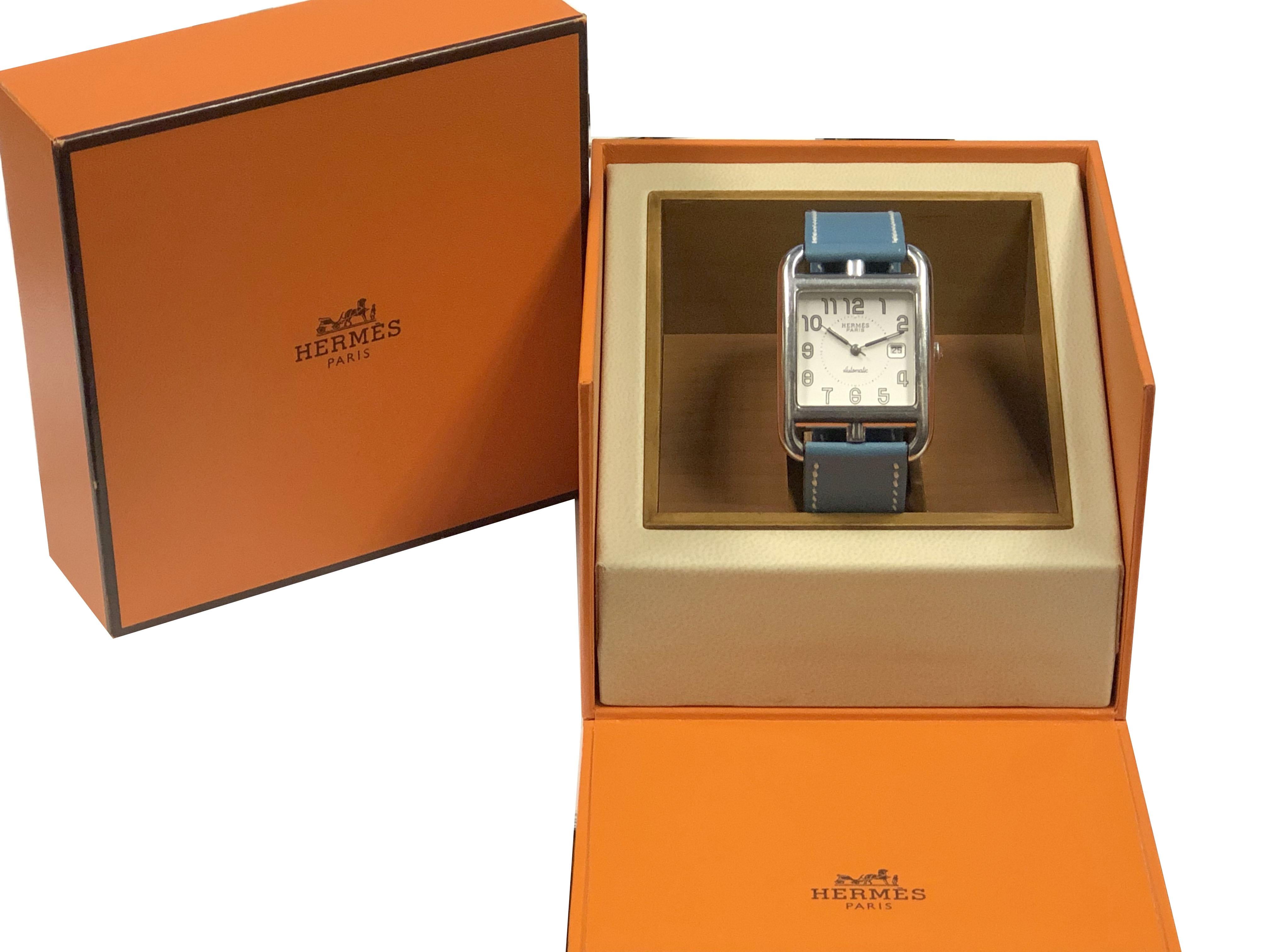 Women's or Men's Hermes Cape Cod Large Steel Automatic Wrist Watch