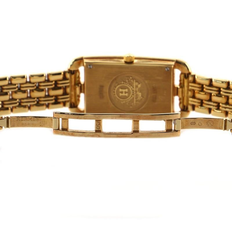 Hermes Cape Cod Nantucket Quartz Watch Yellow Gold with Diamond Bezel In Good Condition In New York, NY