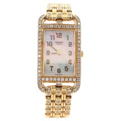 Hermes Cape Cod Nantucket Quartz Watch Yellow Gold with Diamond Bezel