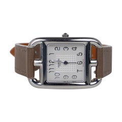 Hermes Cape Cod Steel Watch Etoupe Calfskin Band New w/ Box
