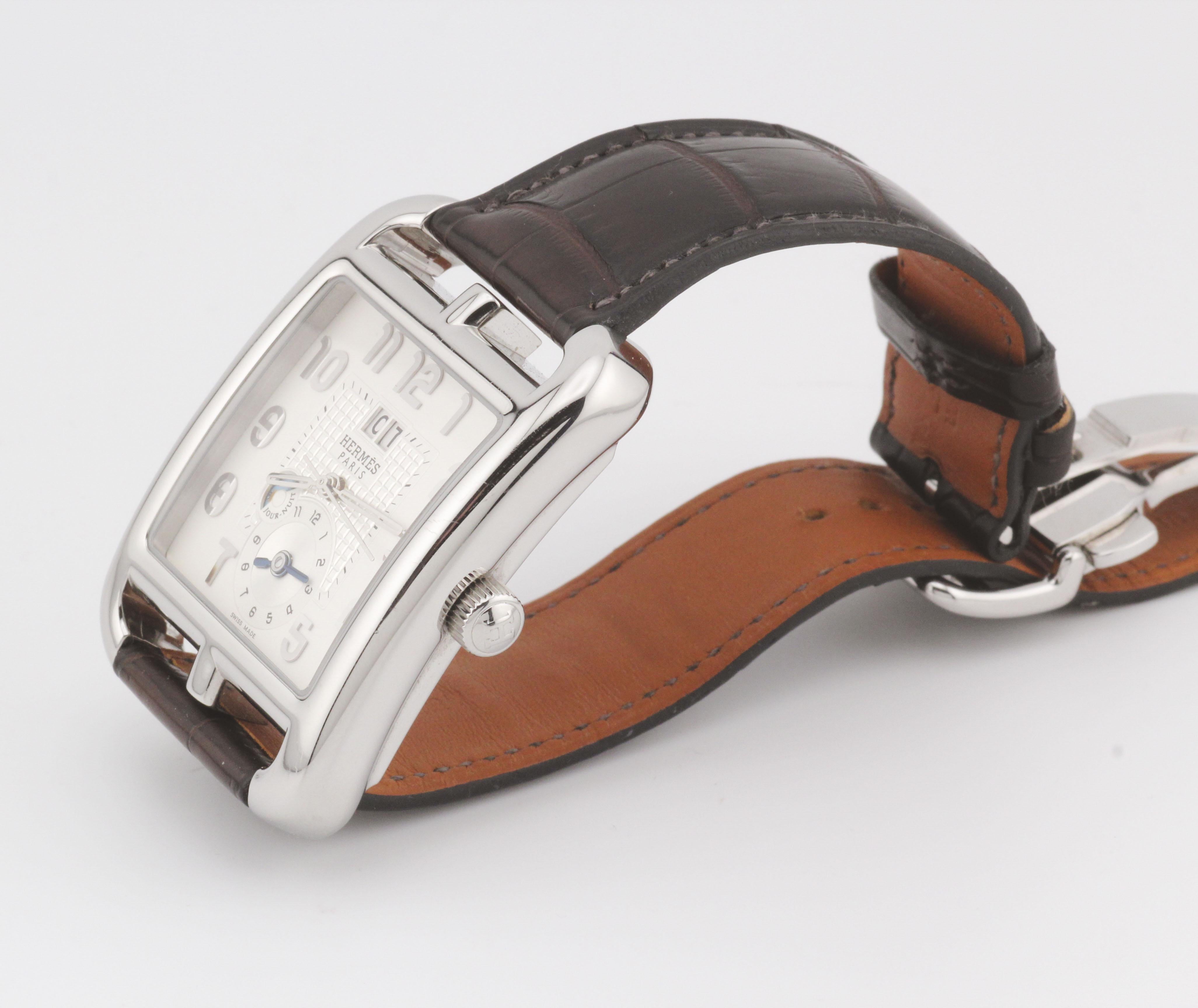 Hermes Cape Cod TGM CD6.910 Automatikuhr Grand Date GMT Weißes Zifferblatt im Zustand „Gut“ im Angebot in Simpsonville, SC