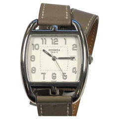 Hermes Cape Cod Tonneau Stahl große Quarz-Armbanduhr