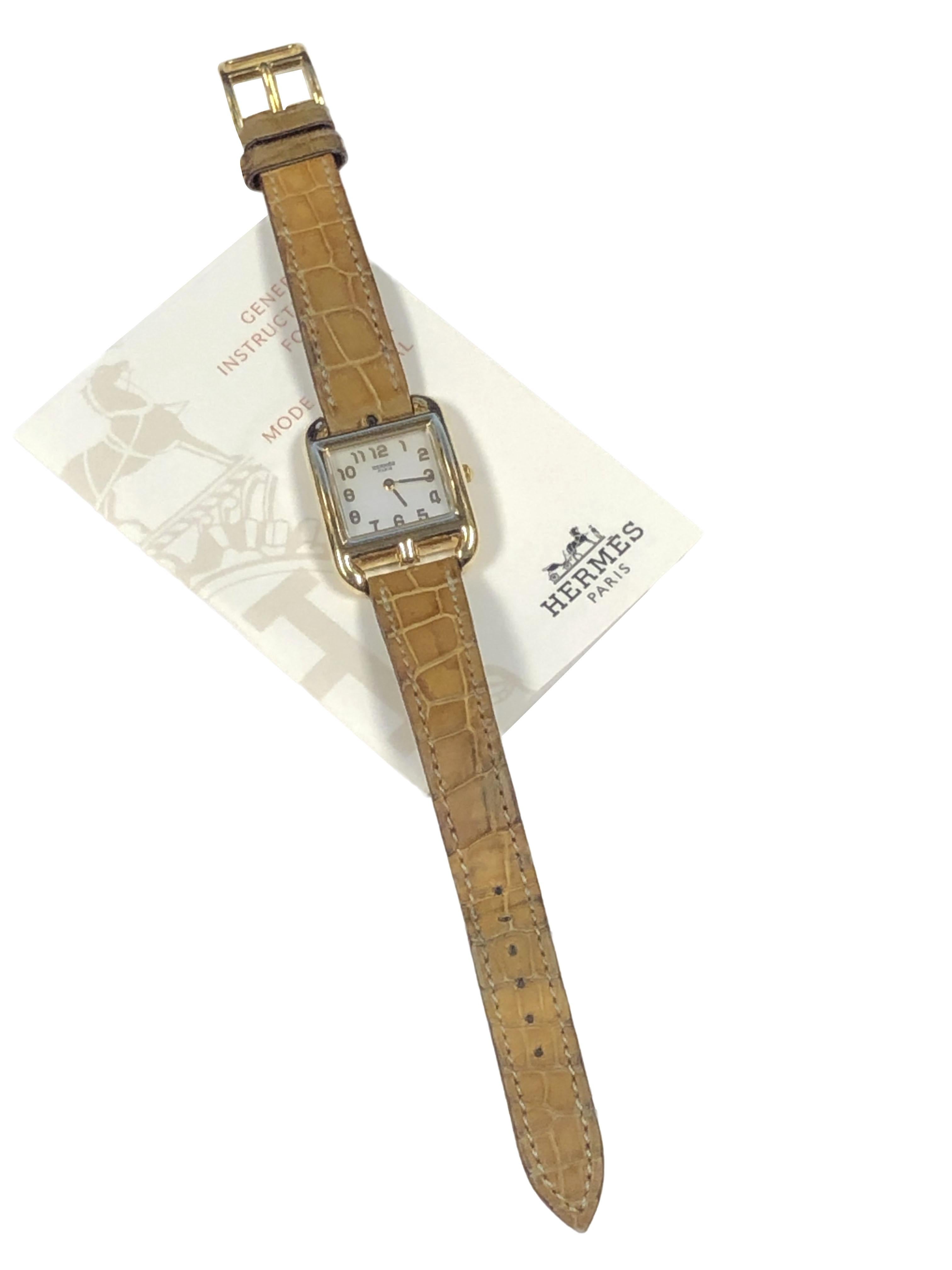 Hermes Cape Cod Yellow Gold Ladies Pearl Dial Quartz Wrist Watch 3