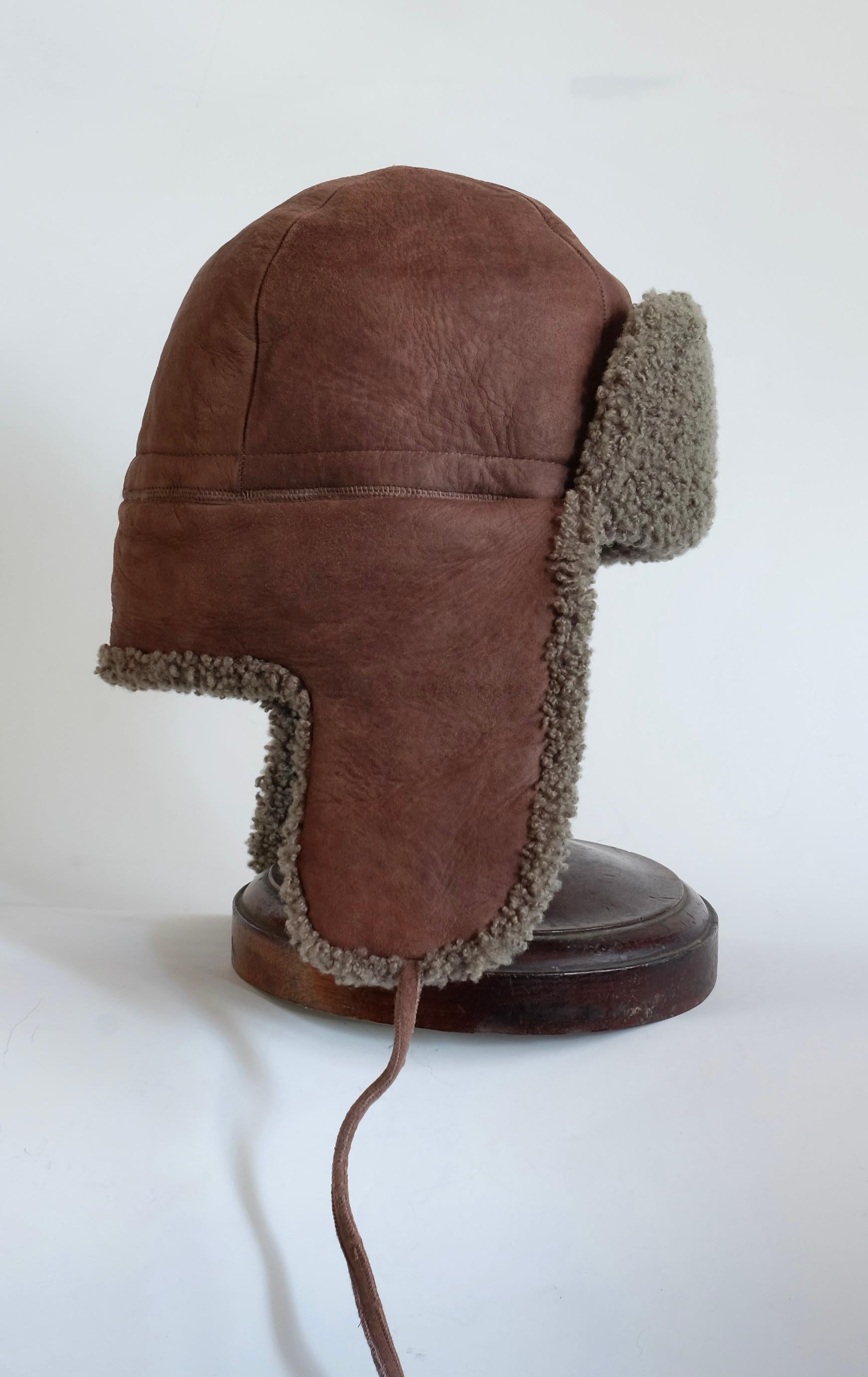 HERMÈS - Cappello modello aviatore in pelle di Agnello, Tg. 59 (Schwarz) im Angebot