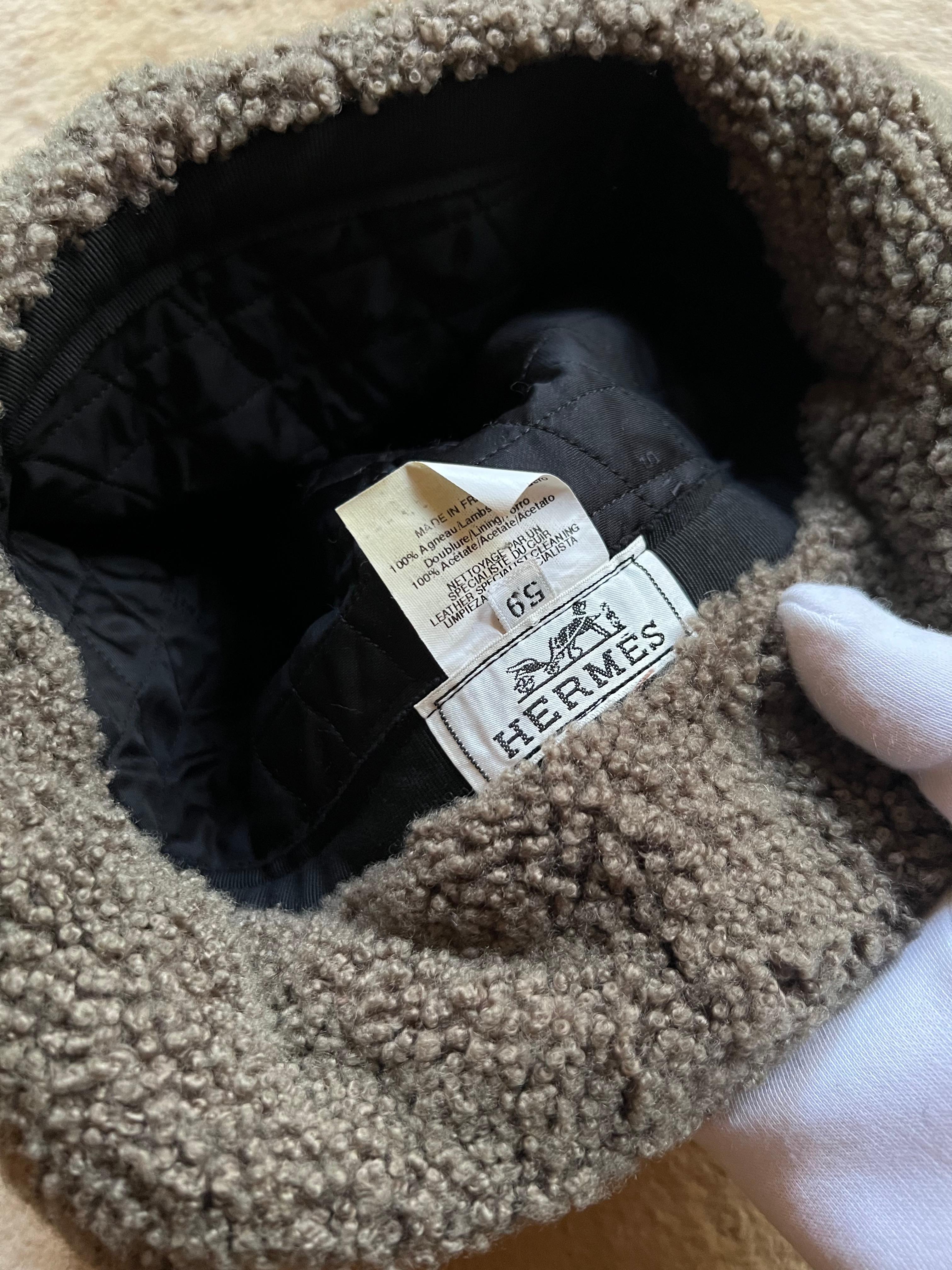 HERMÈS - Cappello modello aviatore in pelle di Agnello, Tg. 59 im Angebot 1