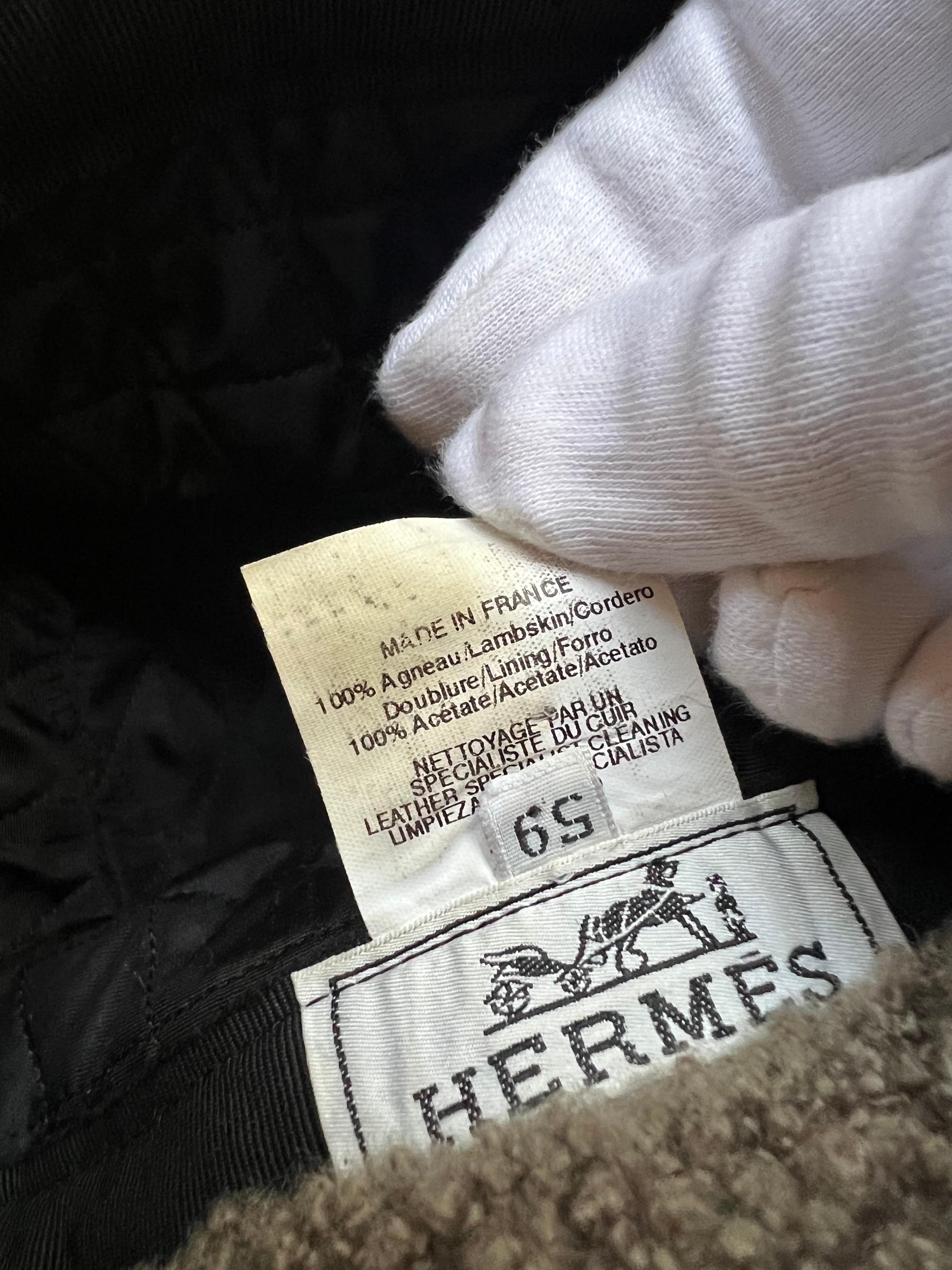 HERMÈS - Cappello modello aviatore in pelle di Agnello, Tg. 59 im Angebot 2