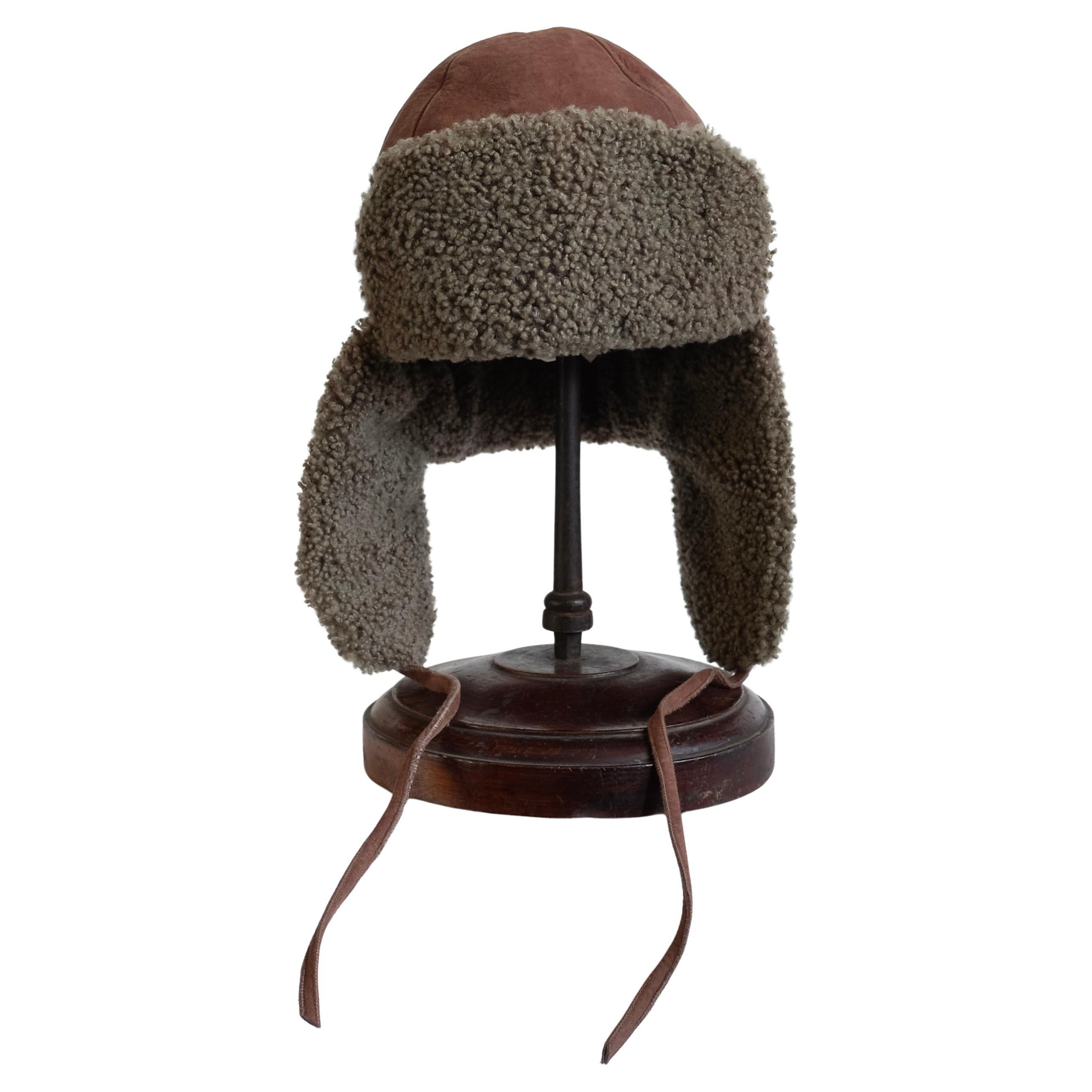 HERMÈS - Cappello modello aviatore in pelle di Agnello, Tg. 59 im Angebot