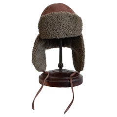 HERMÈS - Cappello modello aviatore in pelle di Agnello, Tg. 59