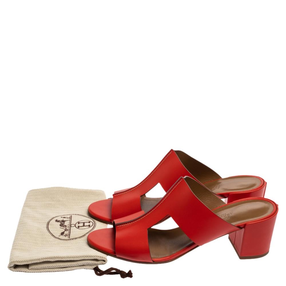 Women's Hermes Cappucine Leather Ostia Slide Sandals Size 39.5