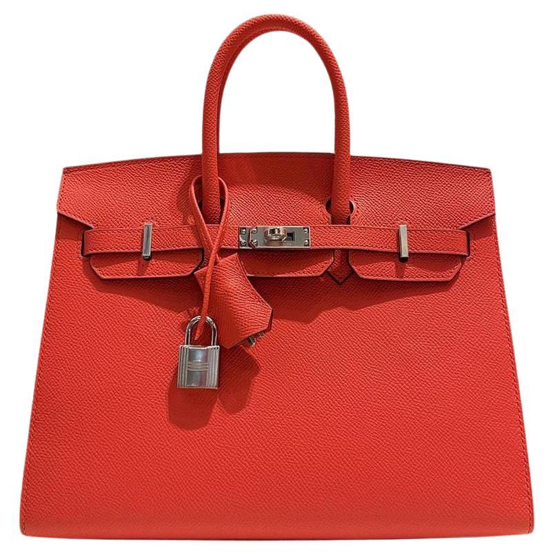 Hermès Capucine Birkin 25 Sellier Epsom Palladium Hardware For Sale