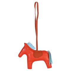 Hermès Capucine Celeste Cornaline Milo Lambskin Grigri Rodeo MM