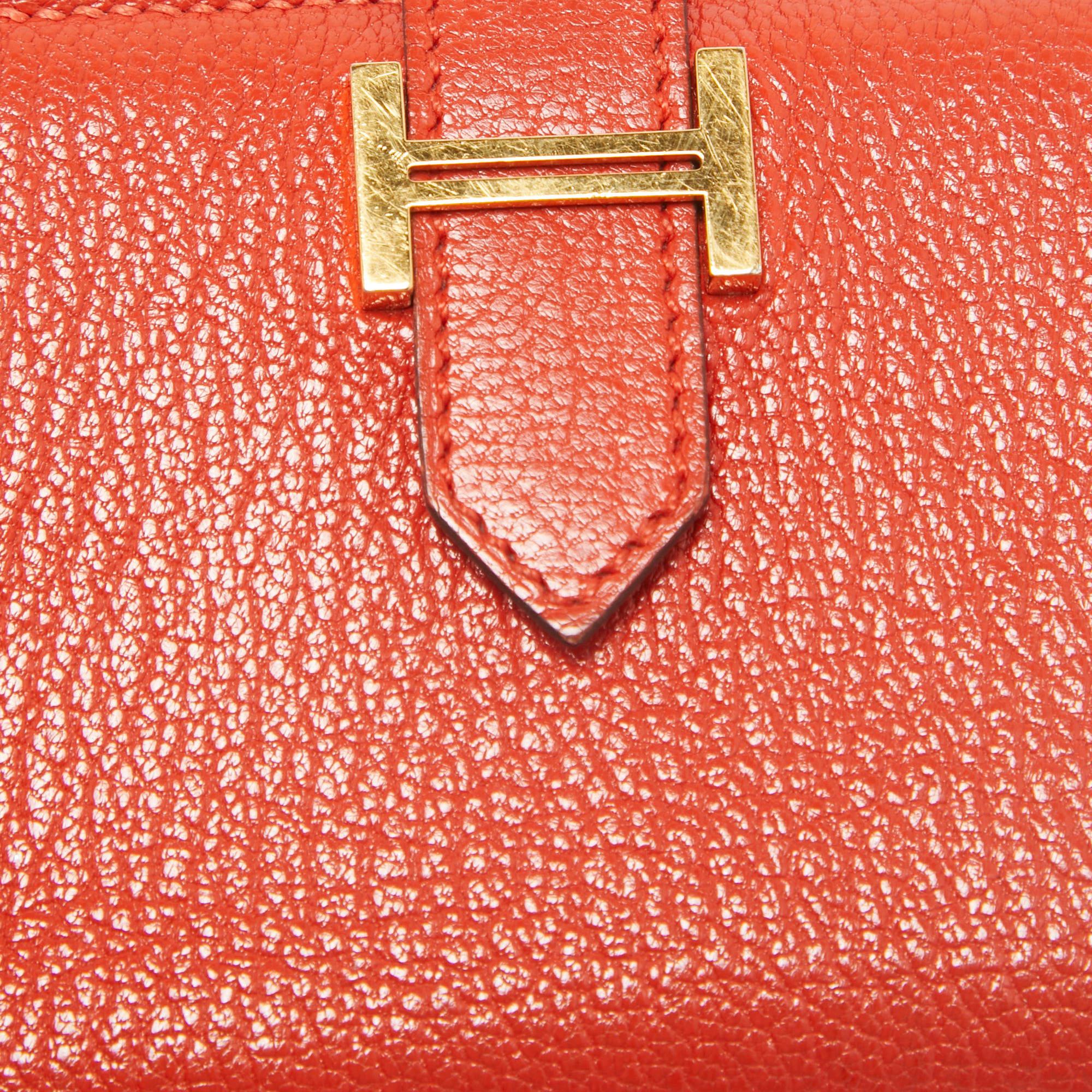 Women's Hermes Capucine Chevre Leather Bearn Card Holder For Sale