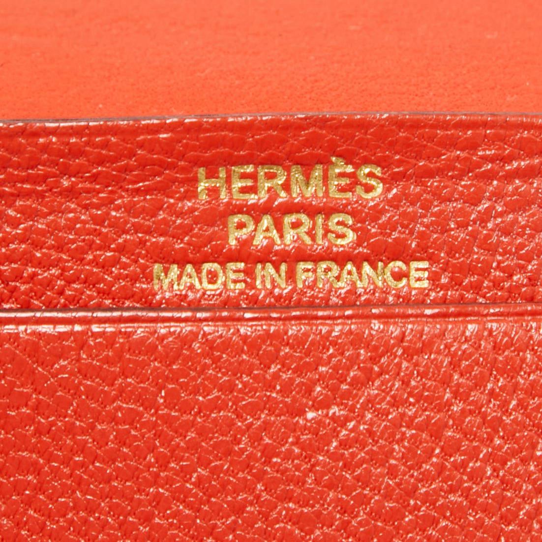 Hermes Capucine Chevre Leather Bearn Card Holder For Sale 3