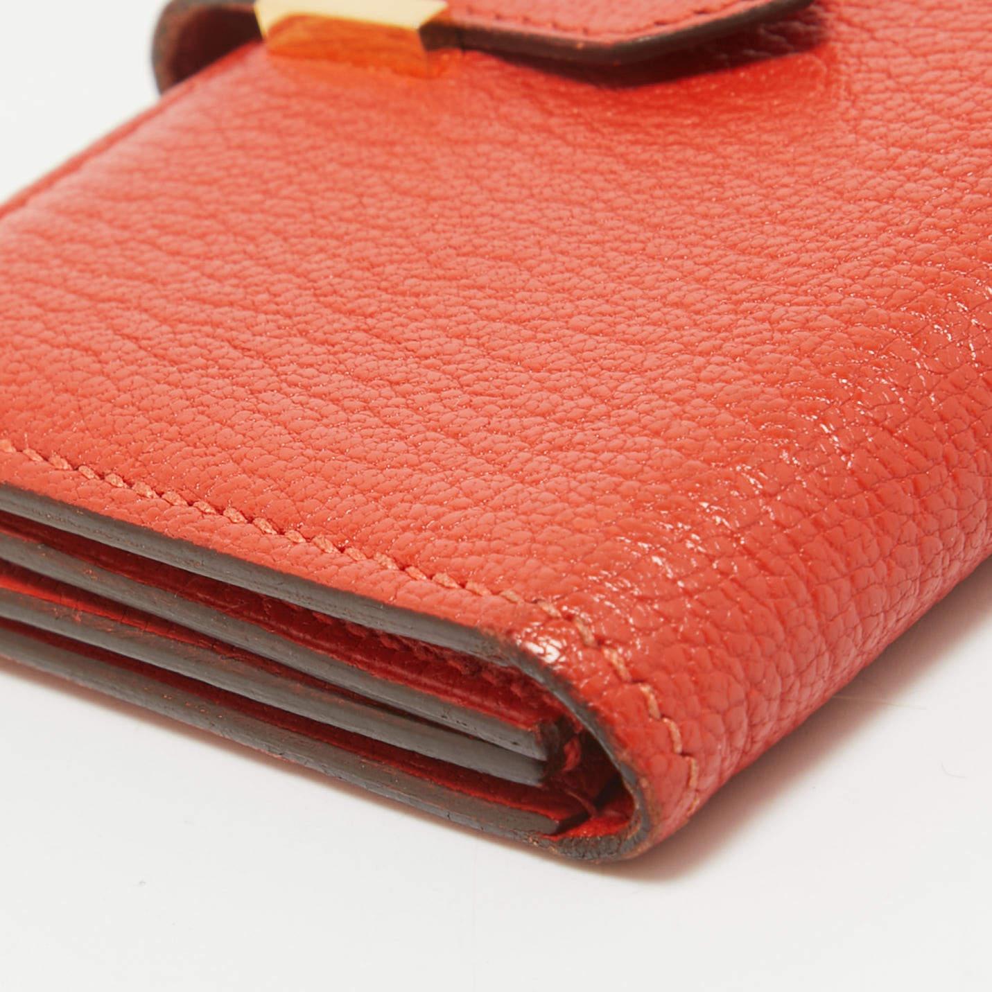 Hermes Capucine Chevre Leather Bearn Card Holder For Sale 4