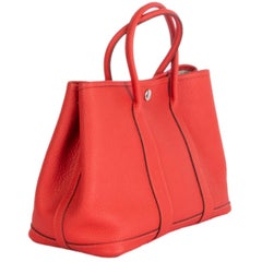 HERMES Capucine coral red Country leather GARDEN PARTY 30 Tote Bag