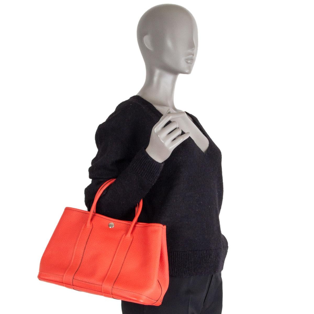 Women's HERMES Capucine coral red Country leather GARDEN PARTY 30 Tote Bag