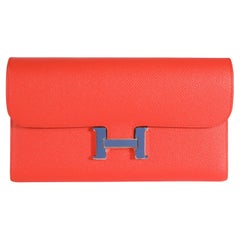 Hermès Capucine Epsom & Bleu Brighton Enamel Constance Long Wallet