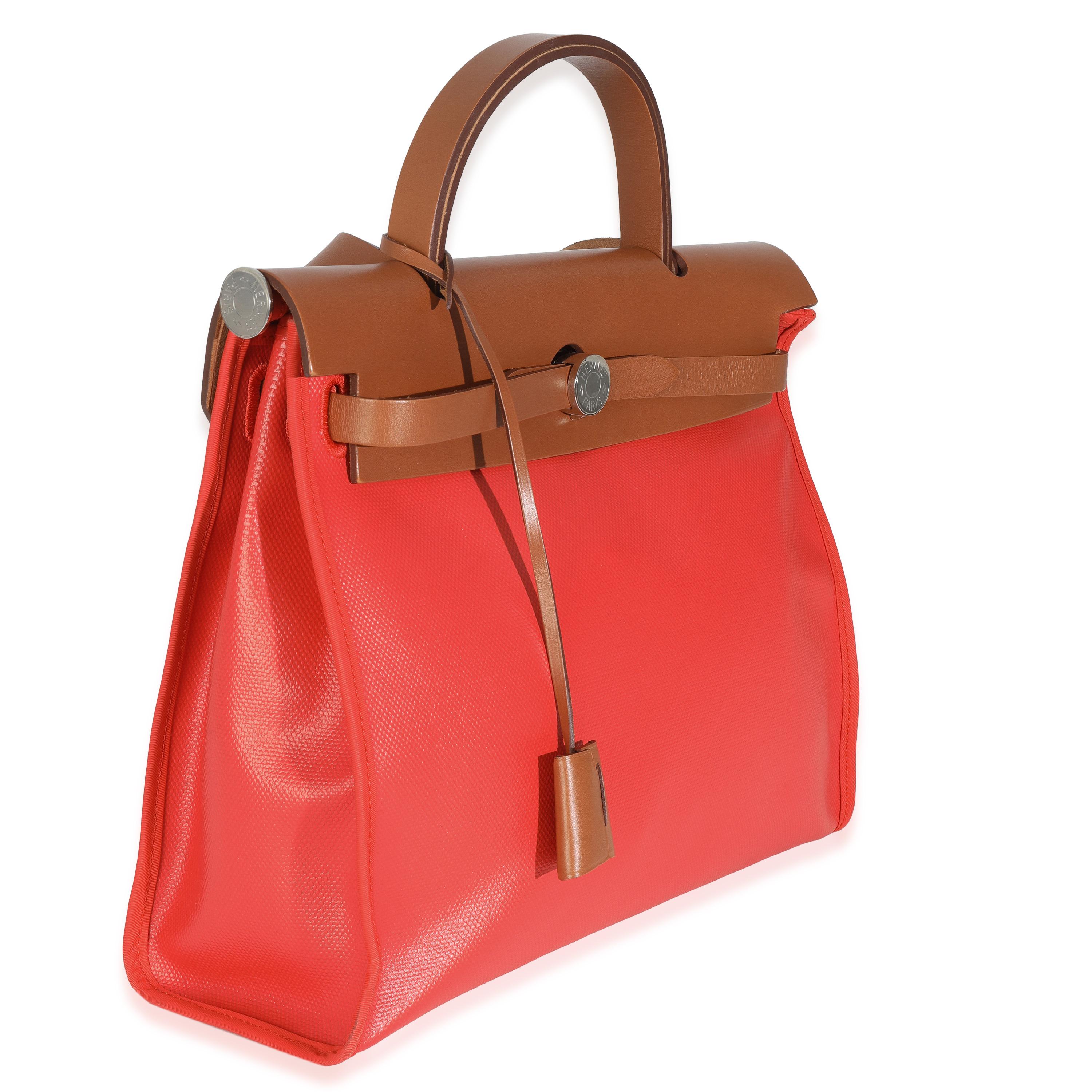 Orange Hermès Capucine Fauve Toile H Berline Vache Hunter Herbag Zip 31 PM PHW en vente