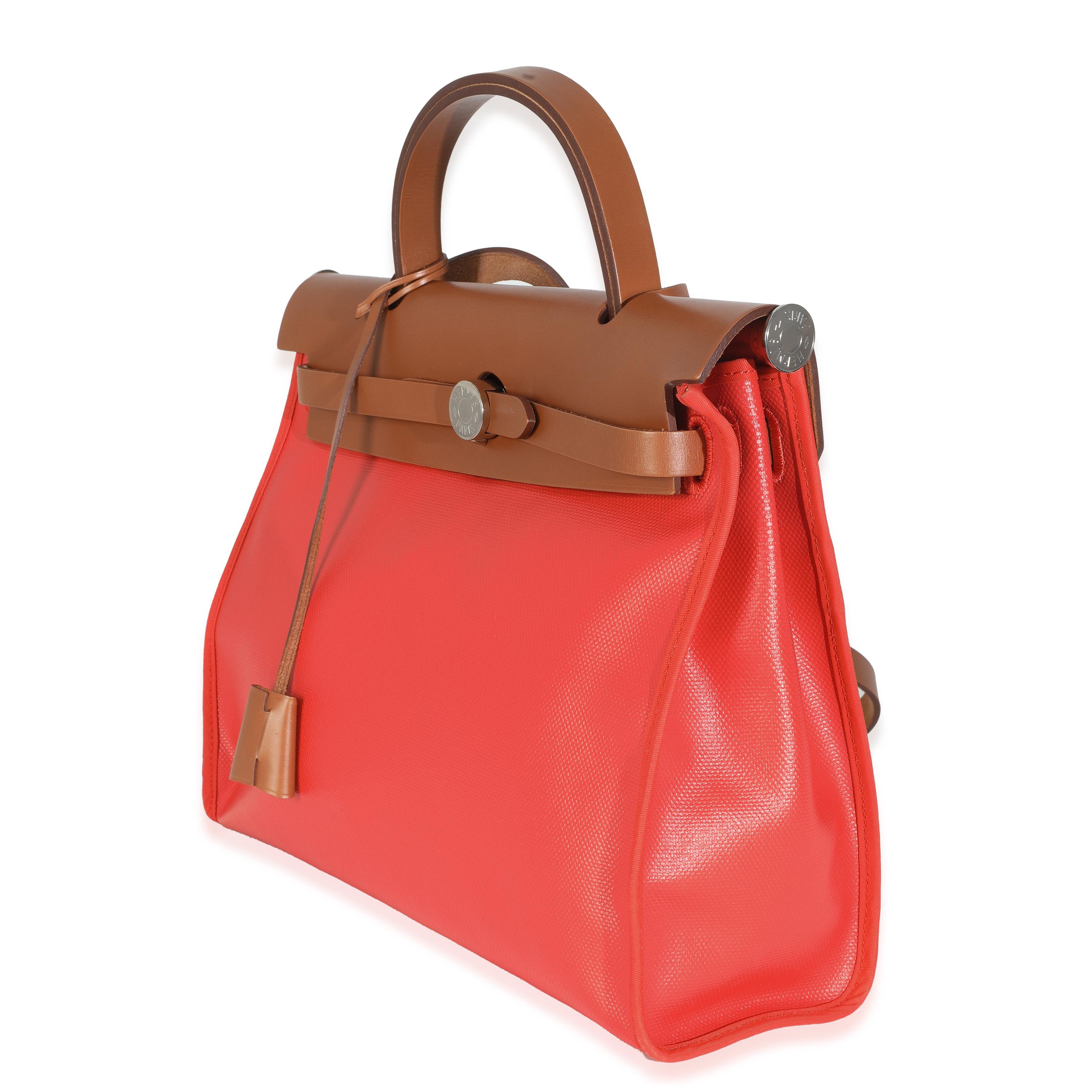 Hermès Capucine Fauve Toile H Berline Vache Hunter Herbag Zip 31 PM PHW Excellent état - En vente à New York, NY