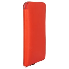 HERMES Capucine red Epsom leather SILK'IN CLASSIC Wallet
