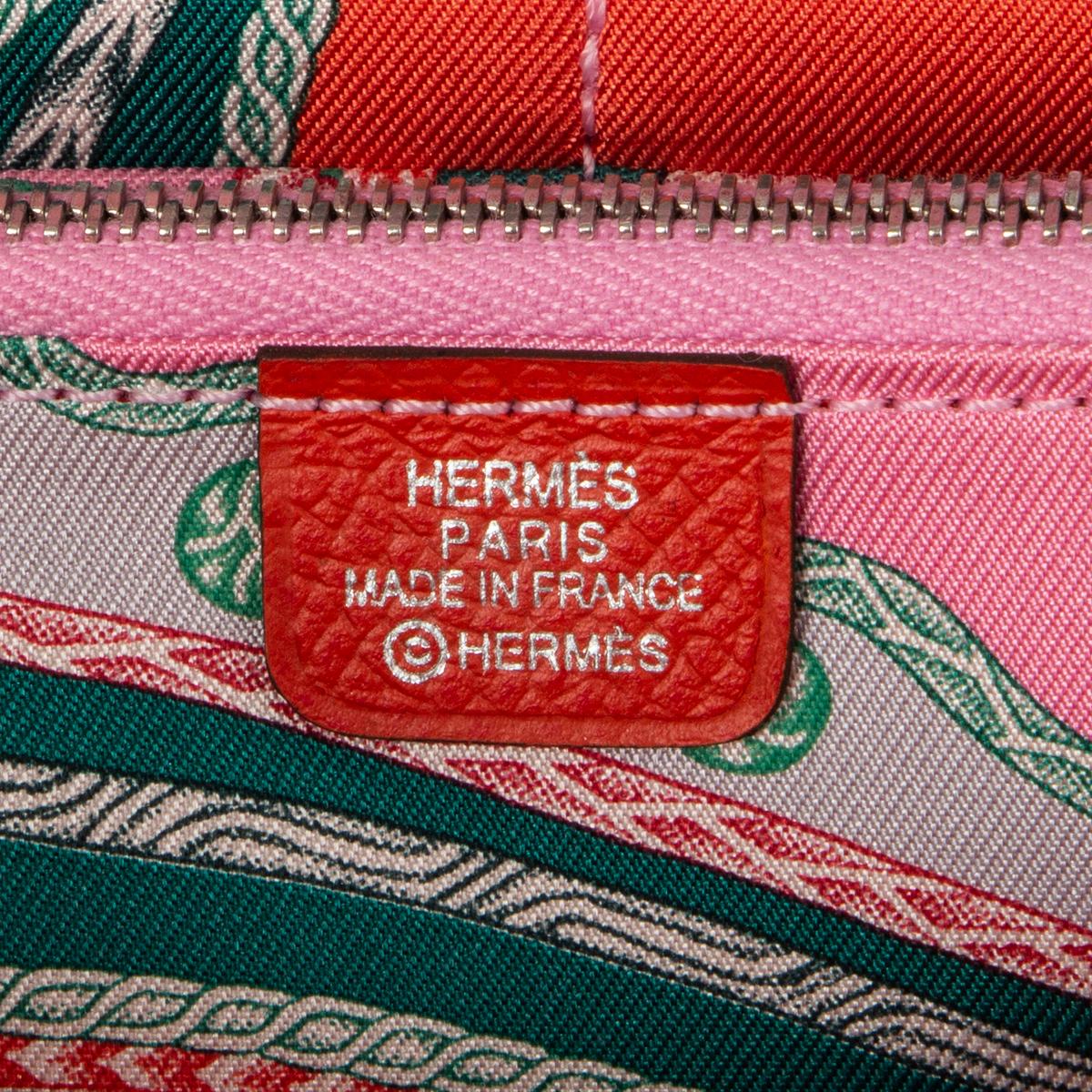 HERMES Capucine red Epsom leather SILK'IN CLASSIC Wallet In New Condition In Zürich, CH