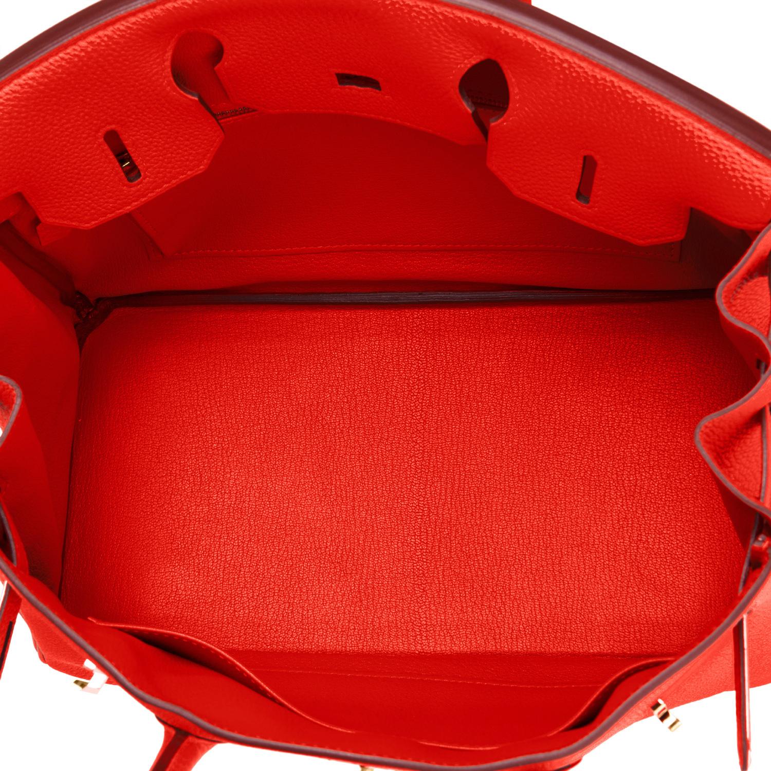 Hermes Capucine Red-Orange 30cm Togo Birkin Bag Gold Hardware  3
