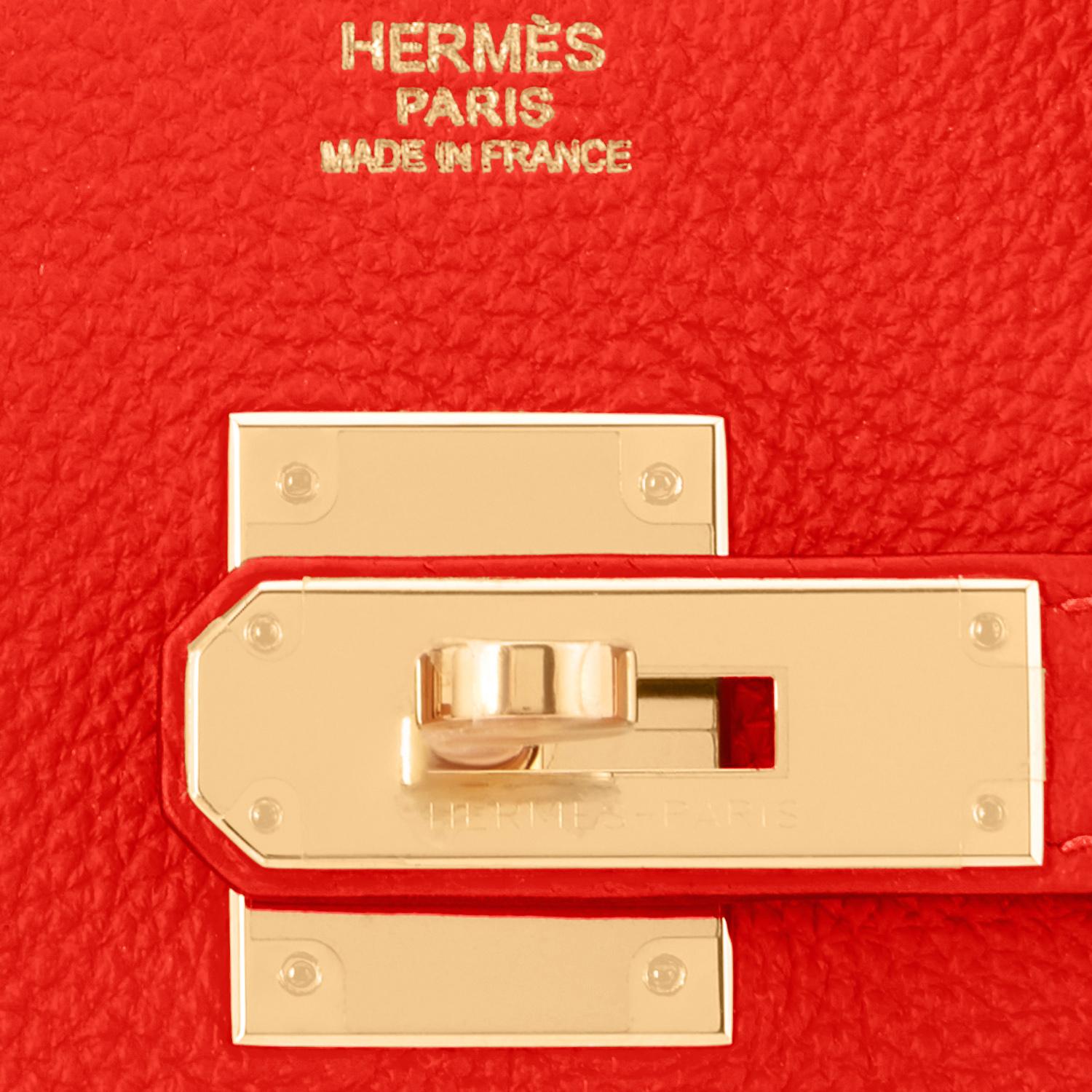 Hermes Capucine Red-Orange 30cm Togo Birkin Bag Gold Hardware  5