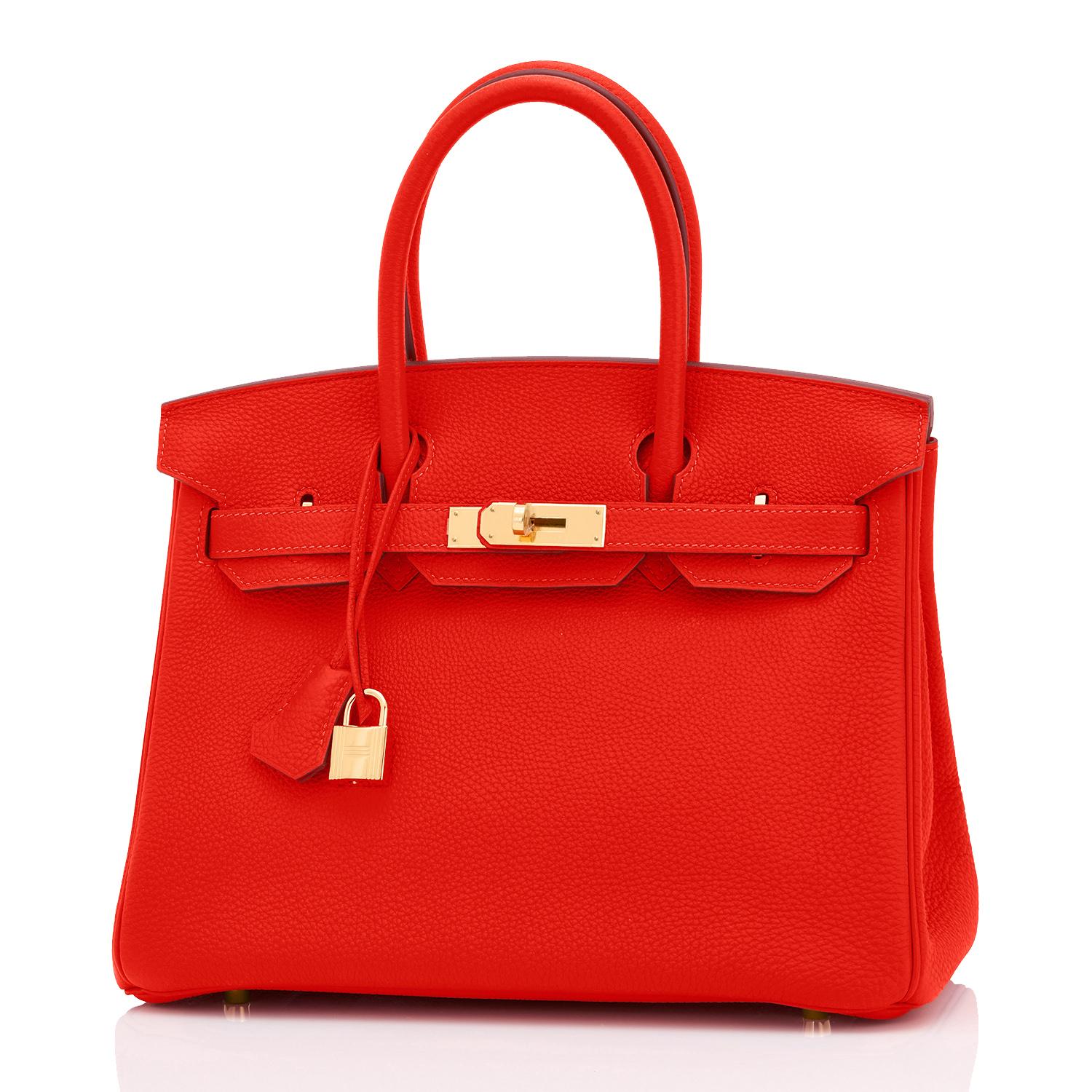 Hermes Capucine Red-Orange 30cm Togo Birkin Bag Gold Hardware  In New Condition In New York, NY