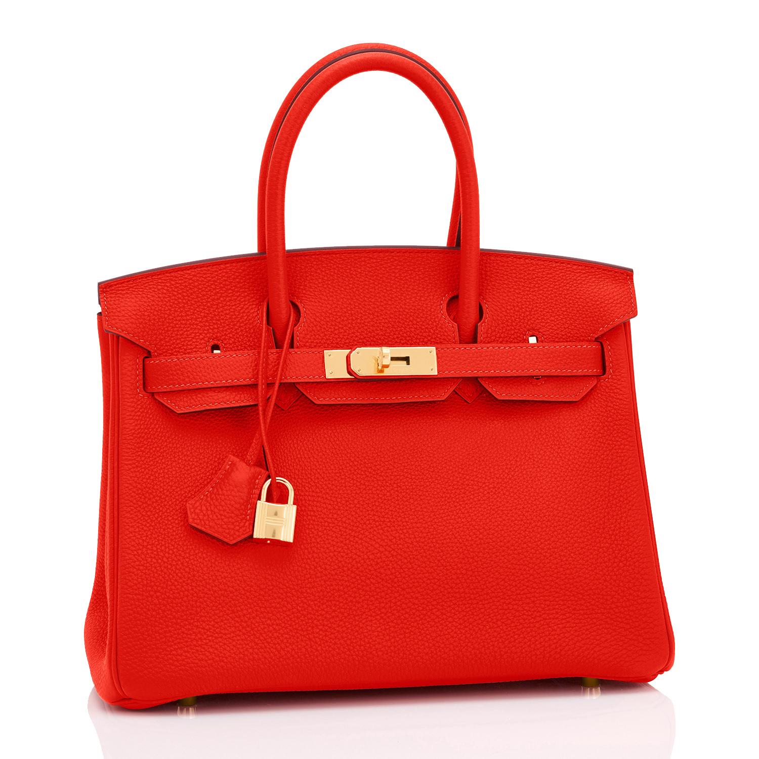 Hermes Capucine Red-Orange 30cm Togo Birkin Bag Gold Hardware  1