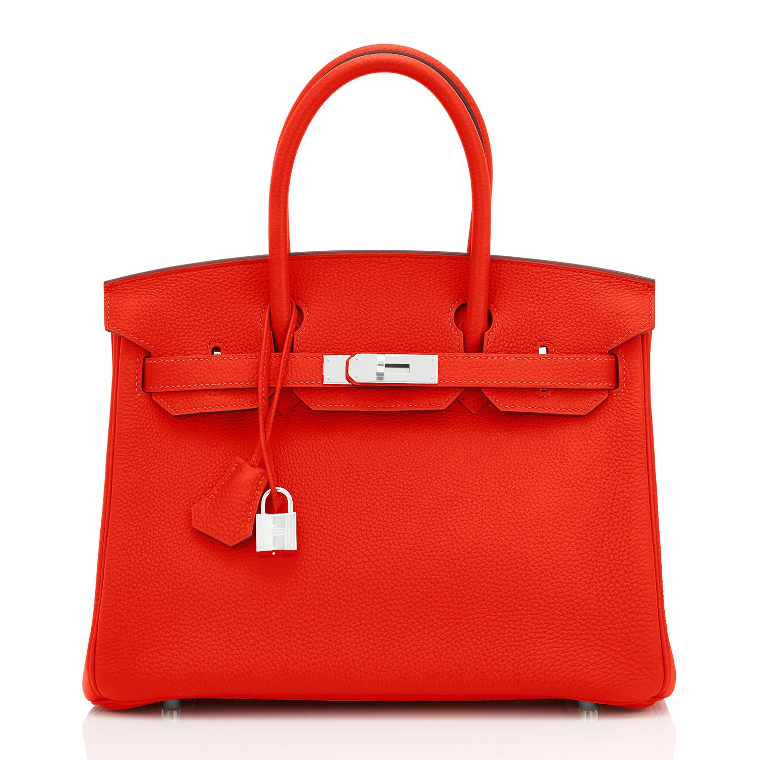 Hermès Capucine Rot-Orange 30cm Togo Birkin Palladium Tasche NEU im Zustand „Neu“ in New York, NY