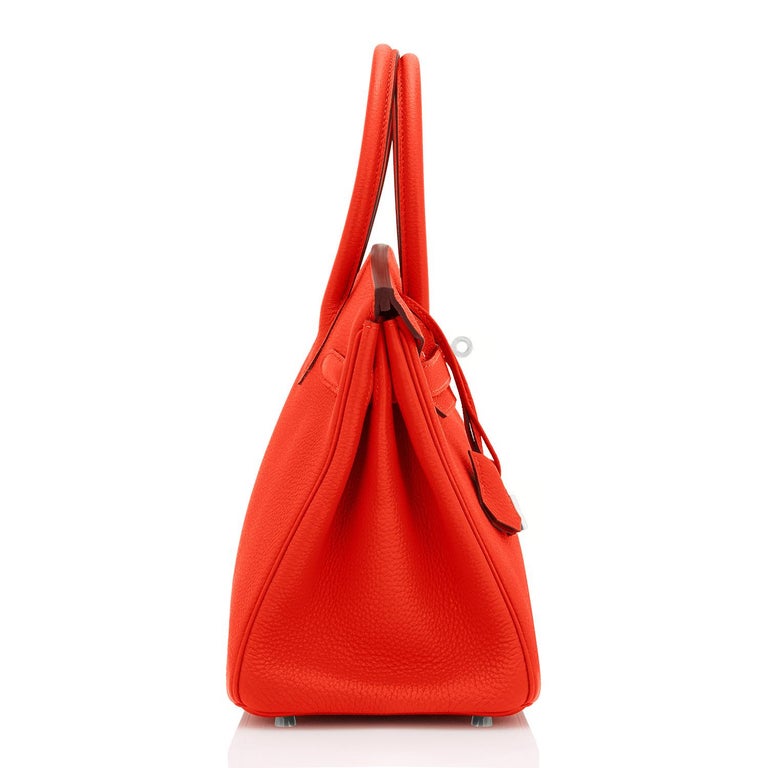 Hermes Capucine Red-Orange 30cm Togo Birkin Palladium Bag NEW at 1stDibs