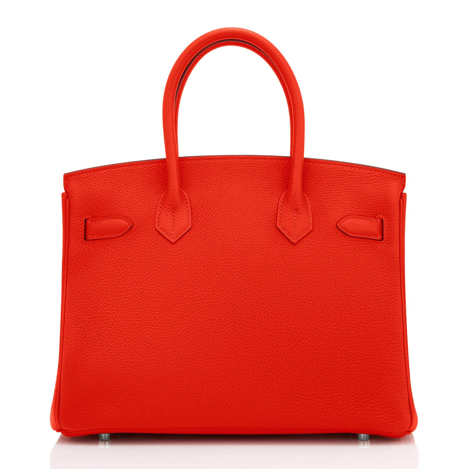 Hermes Capucine Red-Orange 30cm Togo Birkin Palladium Bag NEW 1