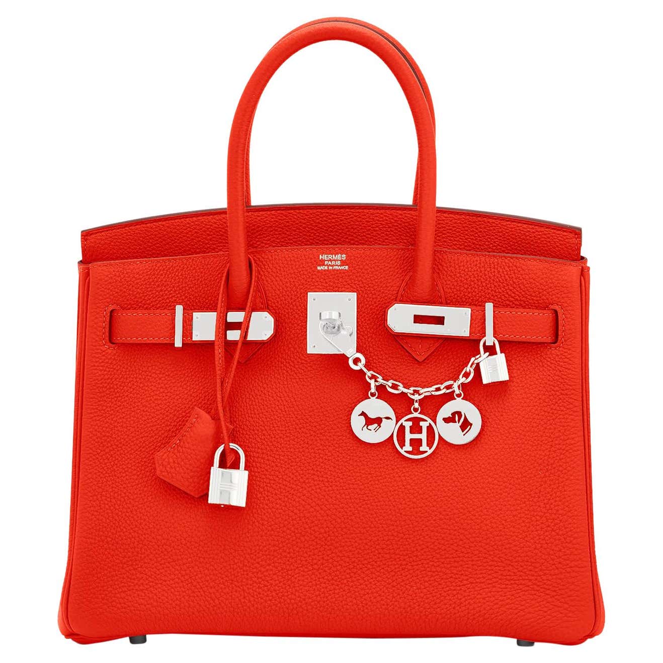Hermes Capucine Red-Orange 30cm Togo Birkin Palladium Bag NEW at 1stDibs