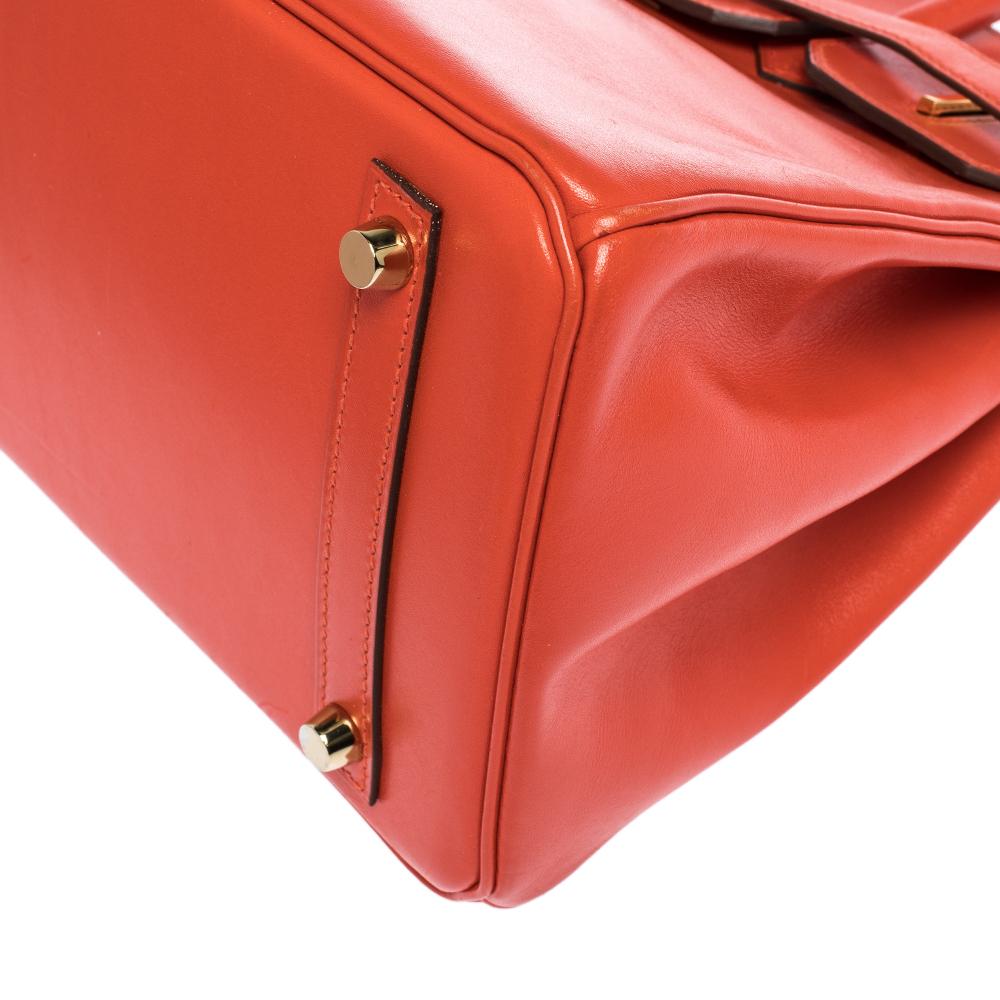 Hermes Capucine Tadelakt Leather Gold Hardware Birkin 30 Bag 3