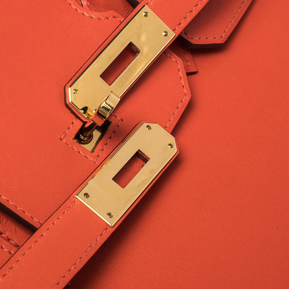 Hermes Capucine Tadelakt Leather Gold Hardware Birkin 30 Bag 4