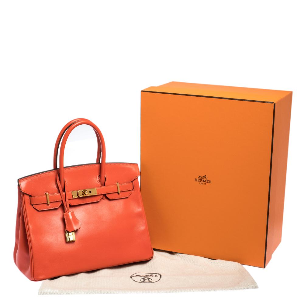 Hermes Capucine Tadelakt Leather Gold Hardware Birkin 30 Bag 6