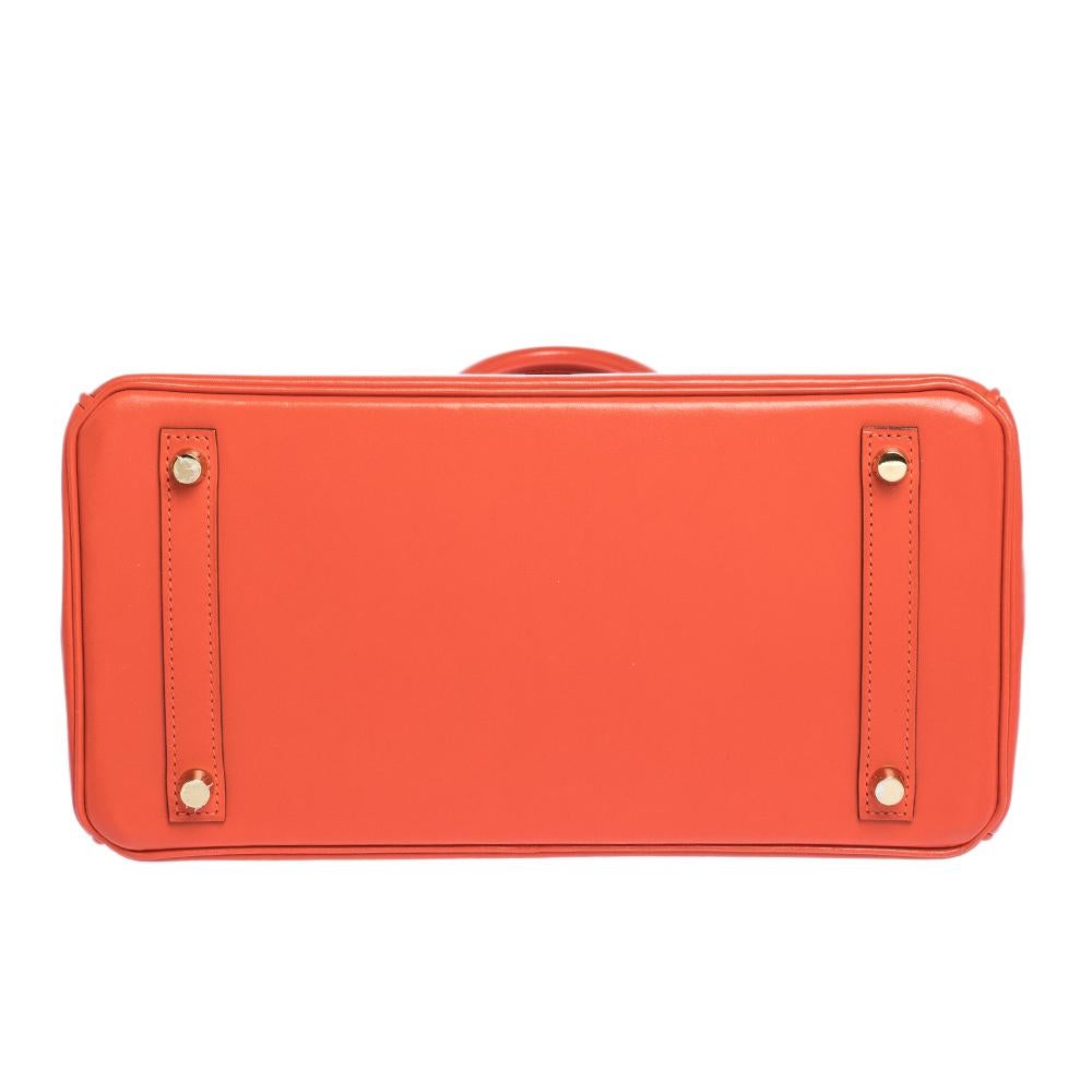Red Hermes Capucine Tadelakt Leather Gold Hardware Birkin 30 Bag