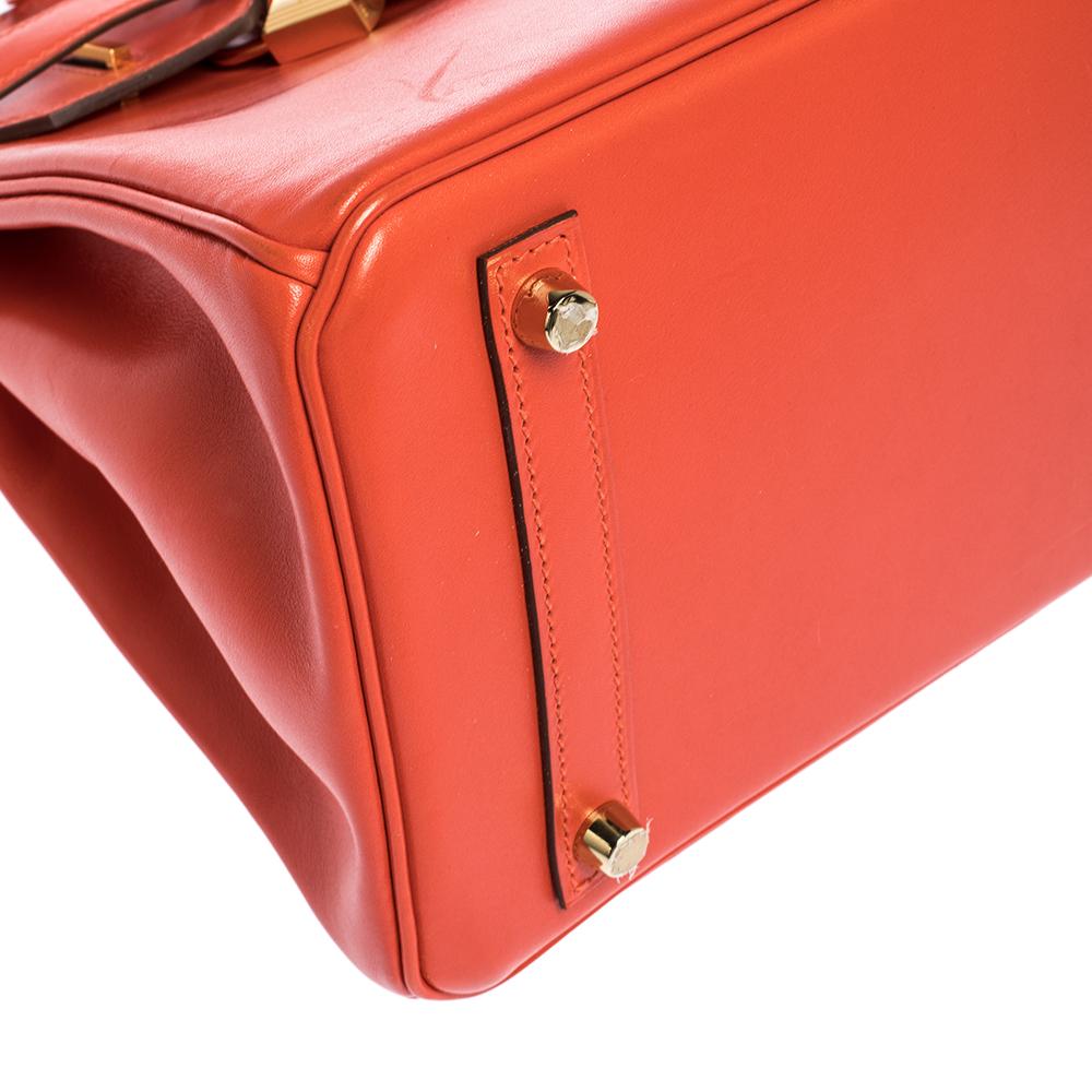 Hermes Capucine Tadelakt Leather Gold Hardware Birkin 30 Bag 2