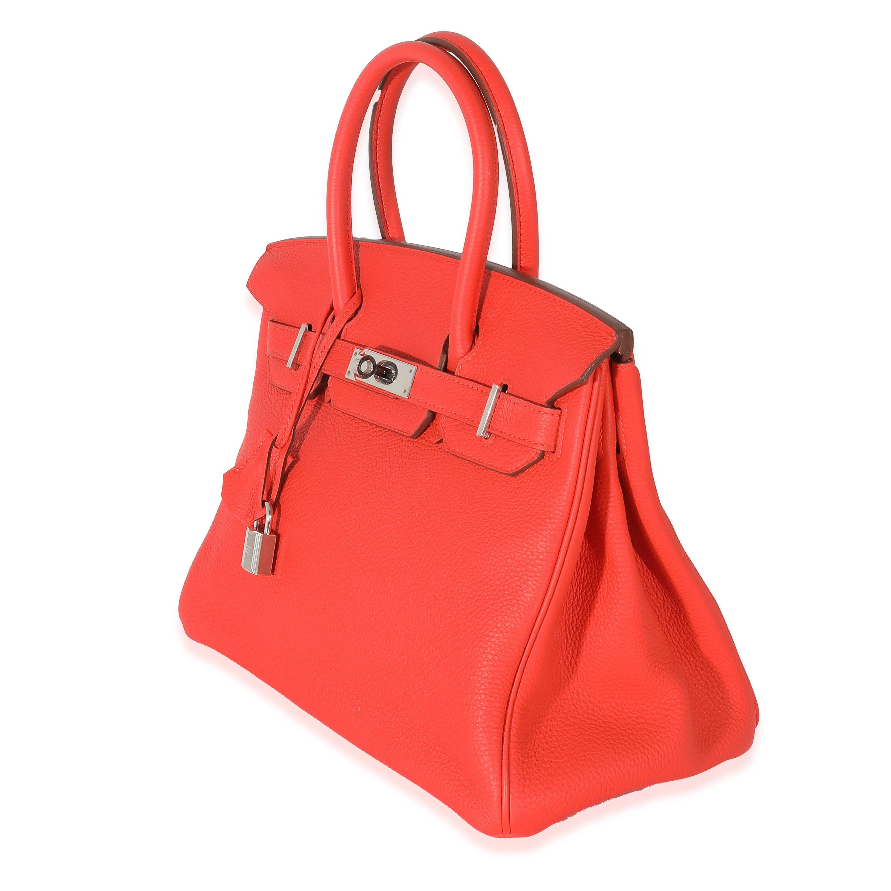 Rouge Hermès Capucine Togo Birkin 30 PHW en vente