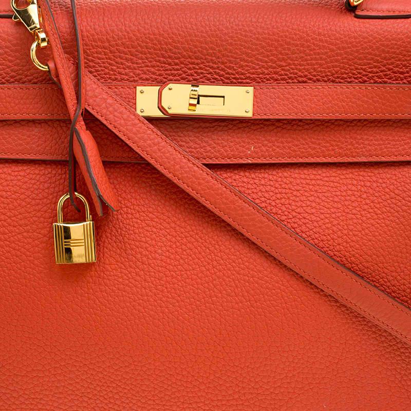 Women's Hermes Capucine Togo Leather Gold Hardware Kelly Retourne 35 Bag