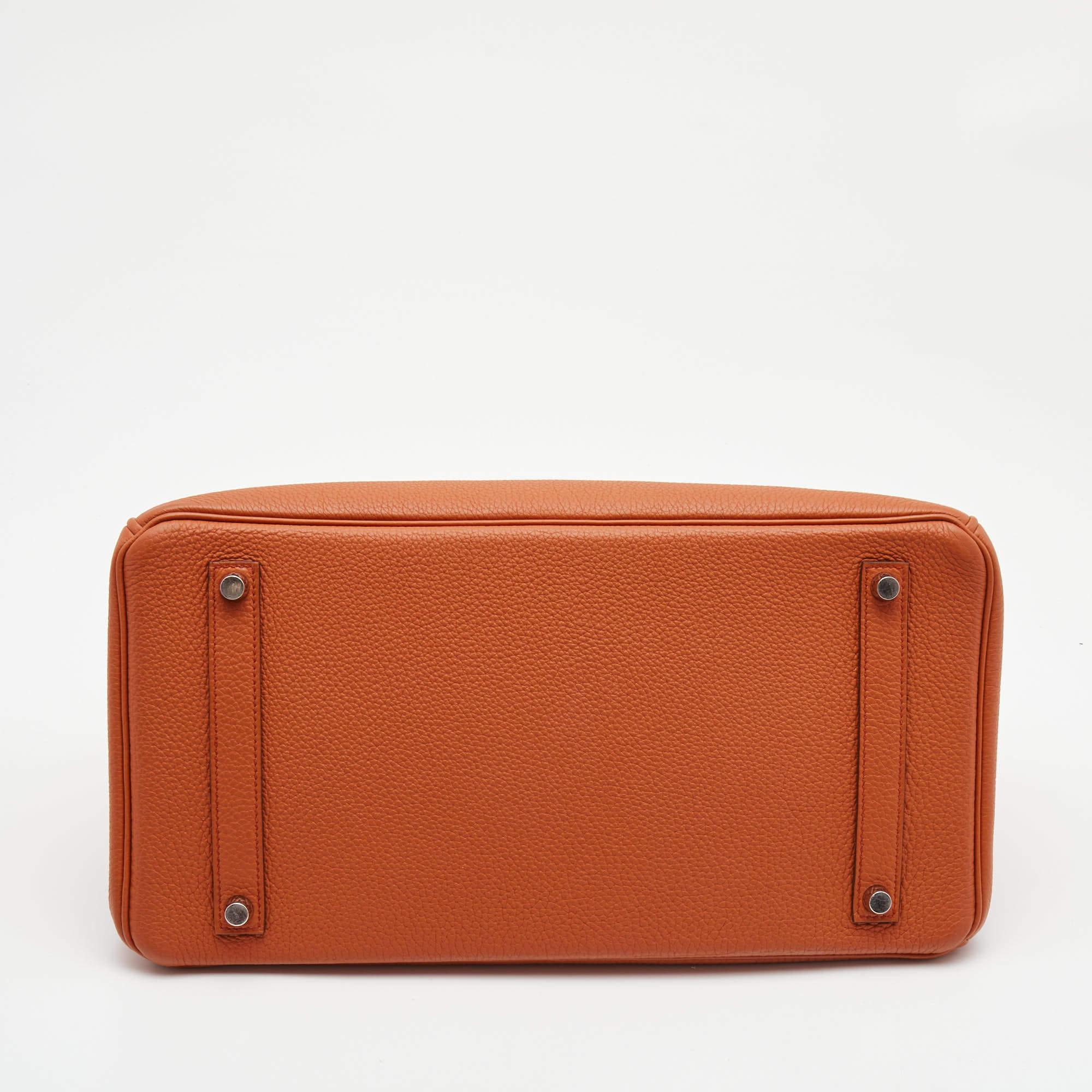 Hermes Capucine Togo Leather Palladium Finish Birkin 35 Bag 7