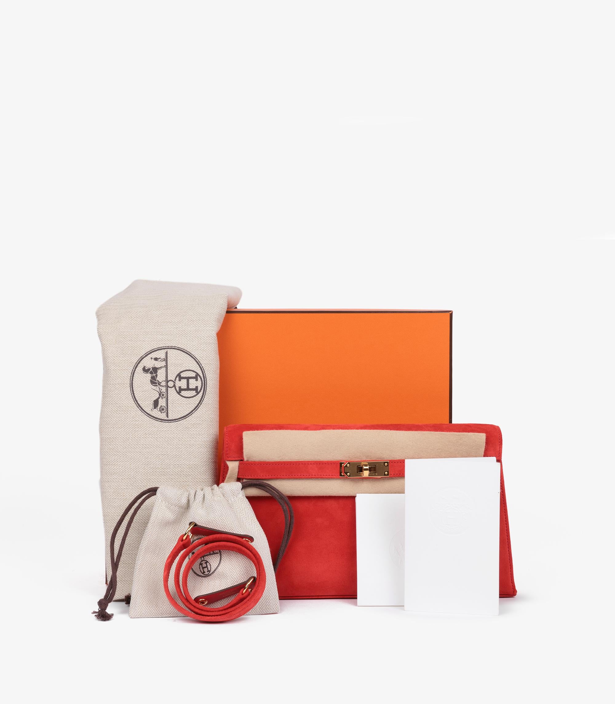 Hermès Capucine Veau Doblis Suede Kelly Elan en vente 5