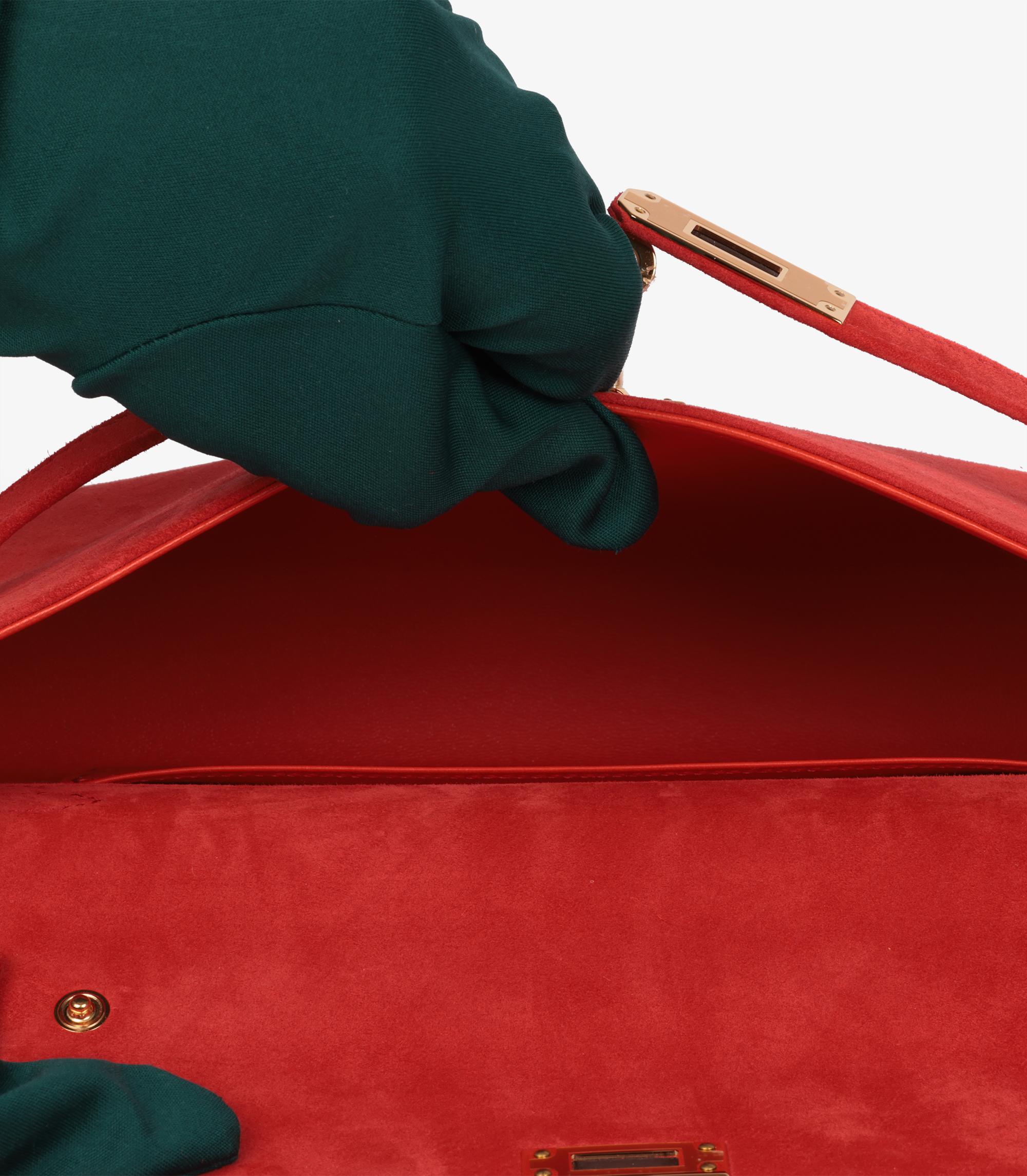Hermès Capucine Veau Doblis Suede Kelly Elan en vente 3