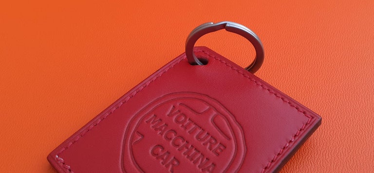 Hermès Car Key Ring Key Holder Smooth Red Leather  For Sale 3