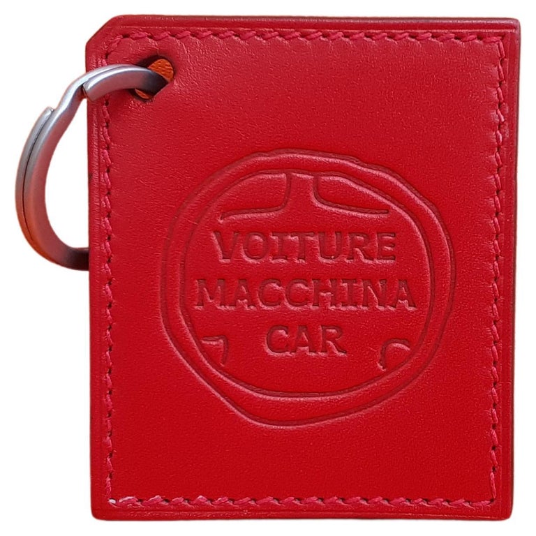 Hermès Car Key Ring Key Holder Smooth Red Leather  For Sale