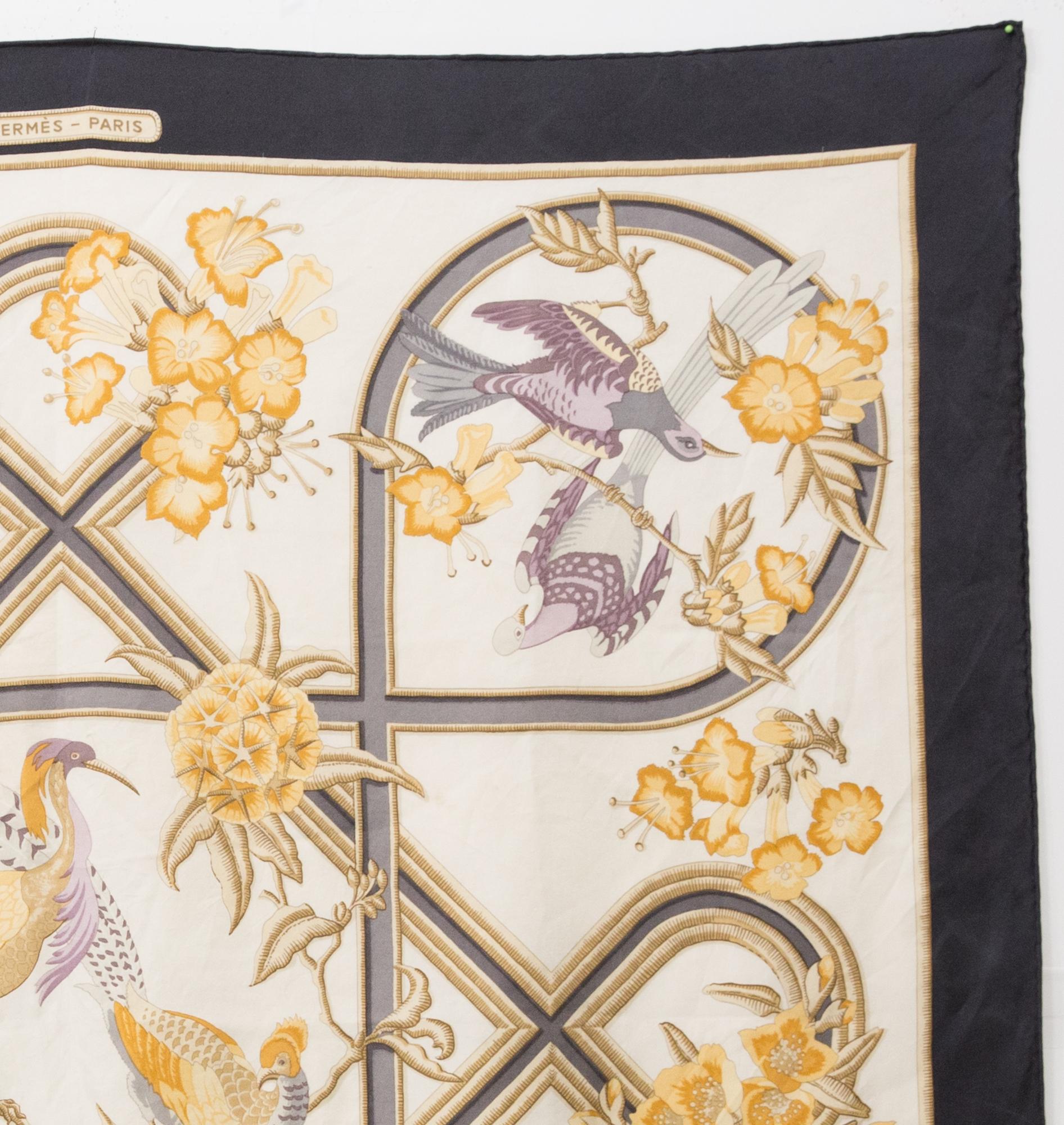 Hermes Caraïbes by Christiane Vauzelles Silk Scarf In Good Condition For Sale In Paris, FR