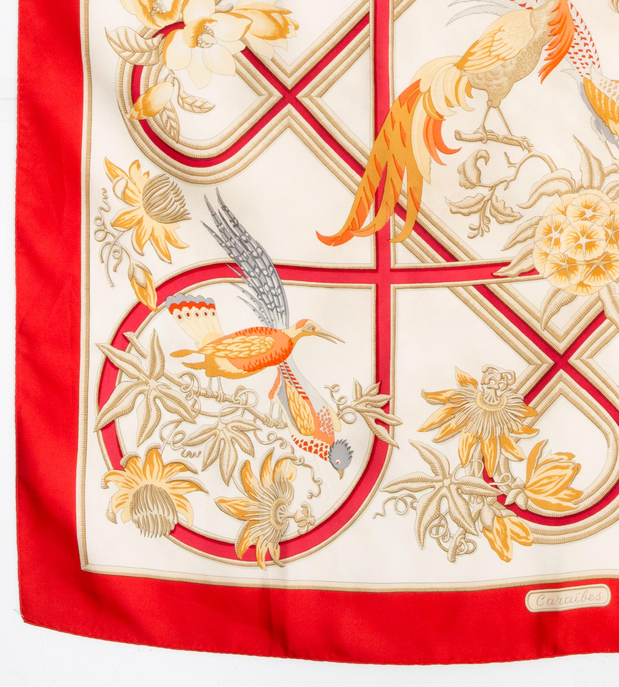 da uomo o donna Sciarpa in seta Hermes Caraibes by Christiane Vauzelles in vendita