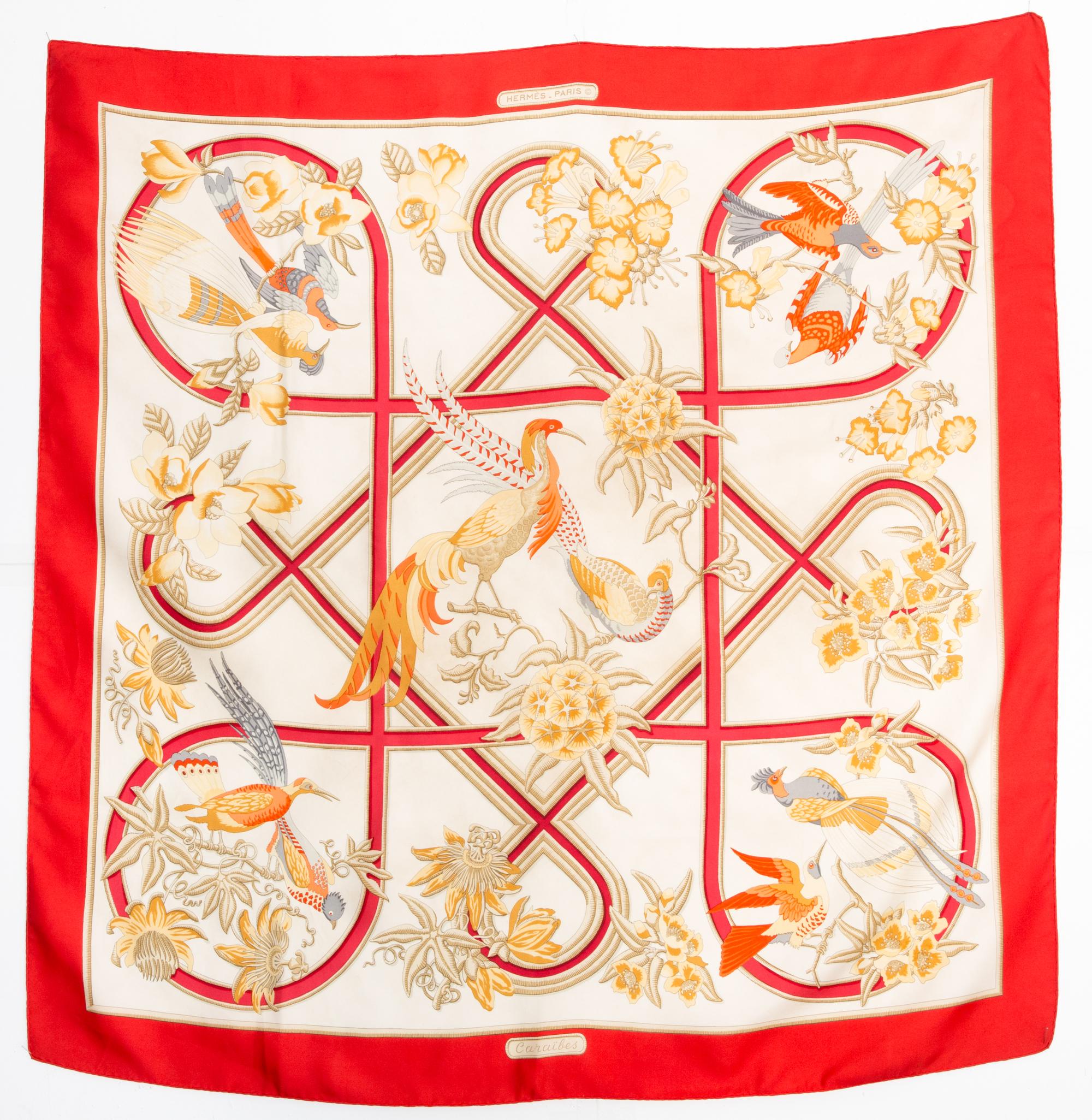 Sciarpa in seta Hermes Caraibes by Christiane Vauzelles in vendita 2