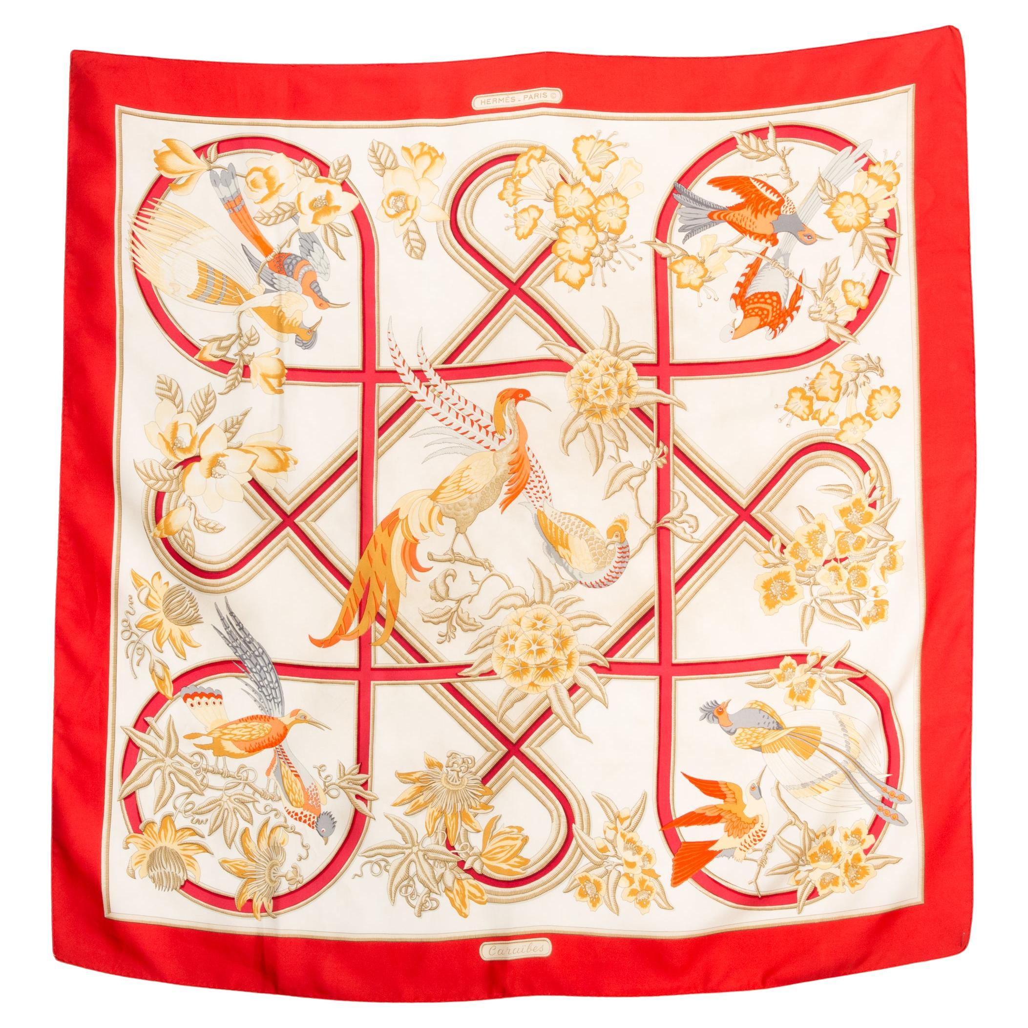 Foulard en soie Hermes Caraibes by Christiane Vauzelles
